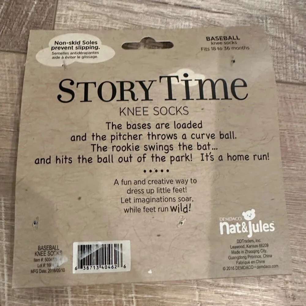 STORY TIME KNEE SOCKS BASEBALL 18-36 MONTHS